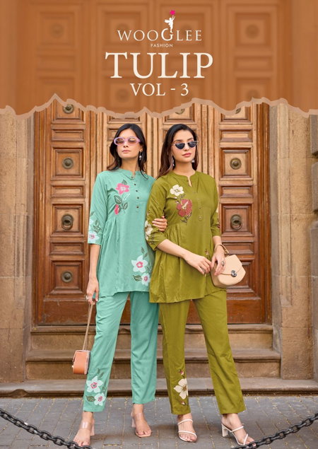 Tulip Vol 3 By Wooglee Rayon Slub Printed Surat Co Ord Set Wholesale Market